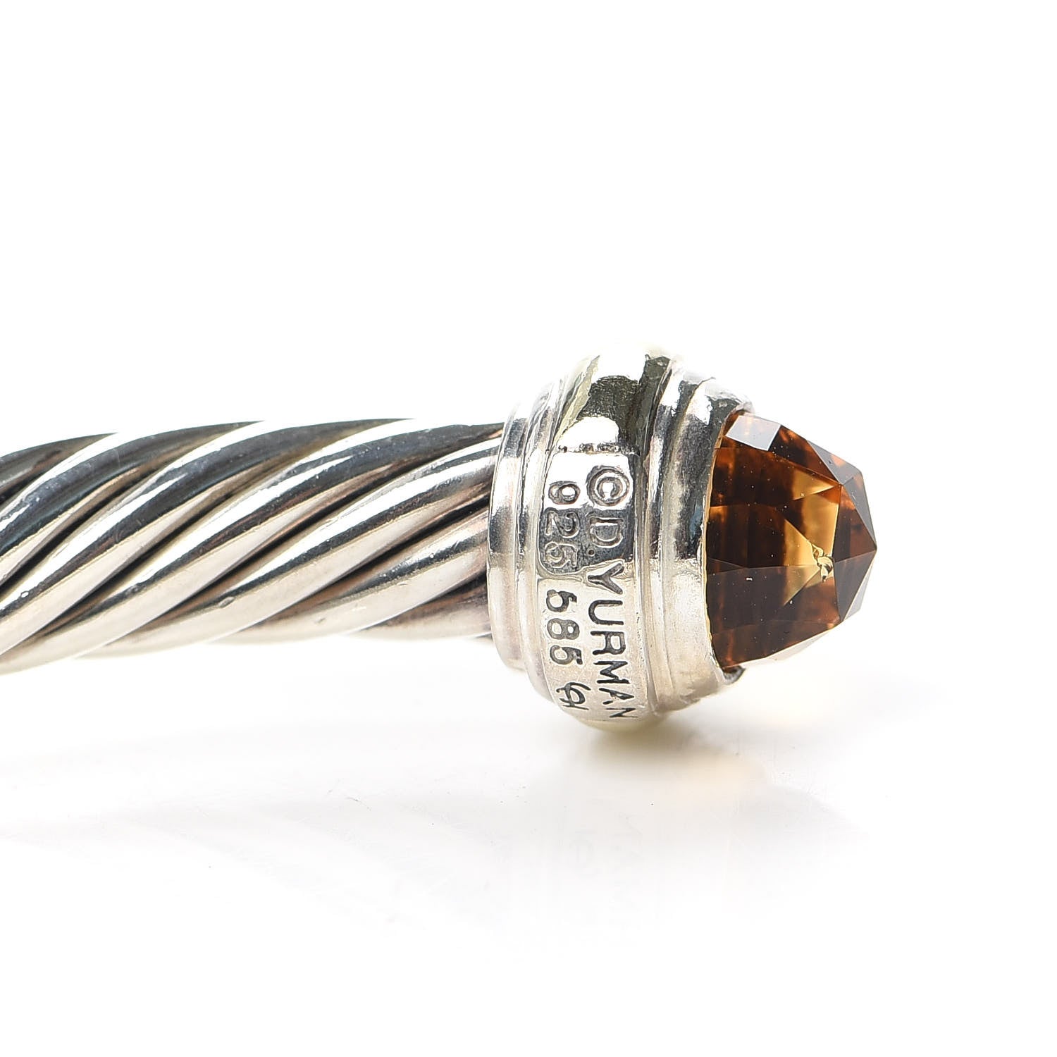 David Yurman Sterling Silver 14K Yellow Gold Citrine 7mm Cable Classics Bracelet 5 of 5