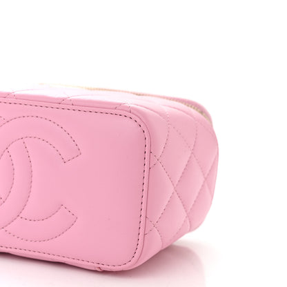 Chanel Lambskin Quilted Small Top Handle Vanity Case With Chain Lilac Light Green 10 of 11