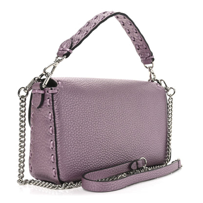 Fendi Metallic Cuoio Roma Sellerissima Nappa Sintetica Tape Stitch Mini Baguette Rosa Placca Argento 3 of 9