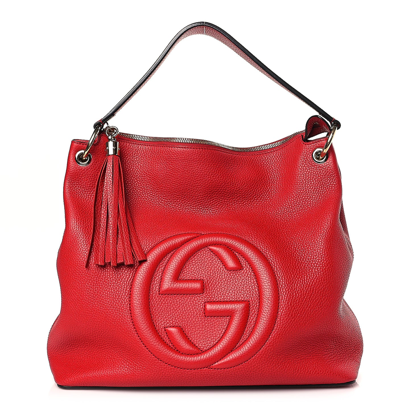 Pebbled Calfskin Large Soho Hobo Tabasco Red