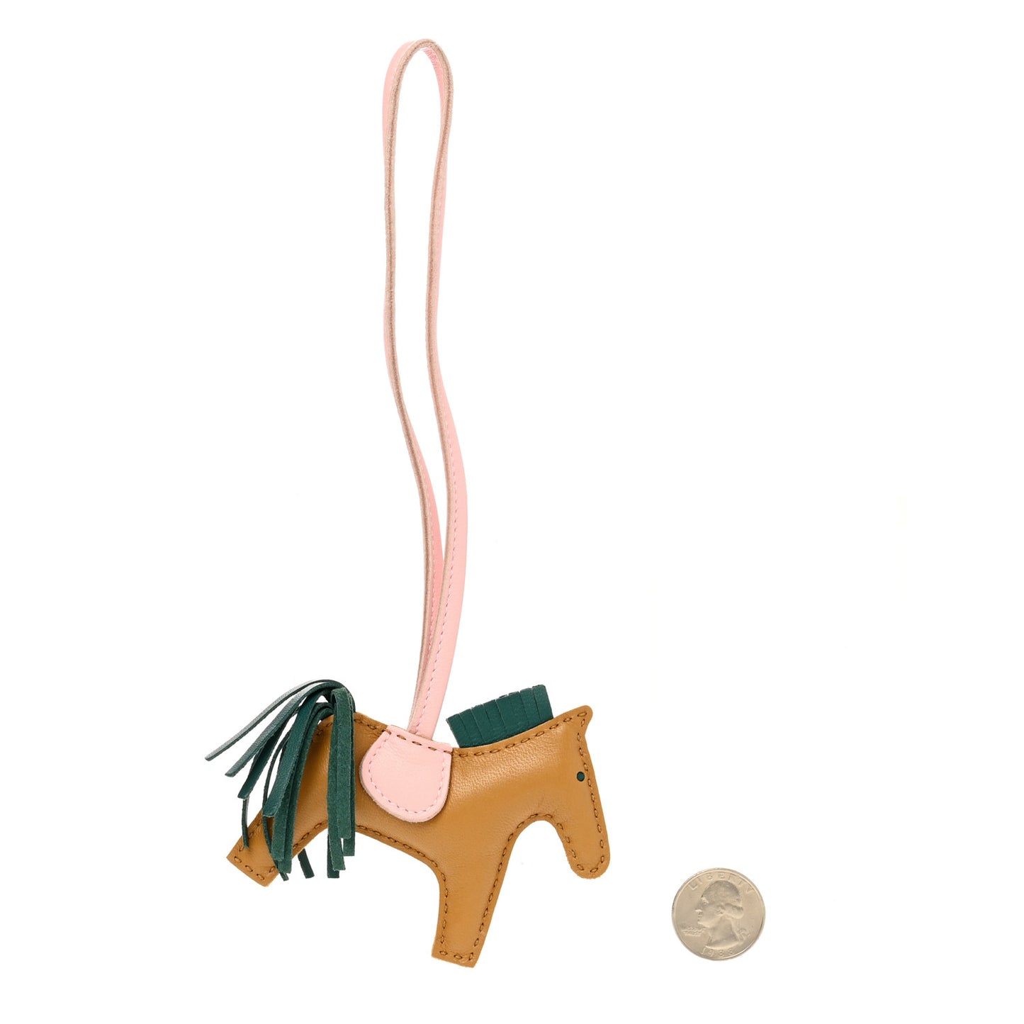 Milo Lambskin Grigri Rodeo Horse Bag Charm PM Sesame Malachite Rose Sakura