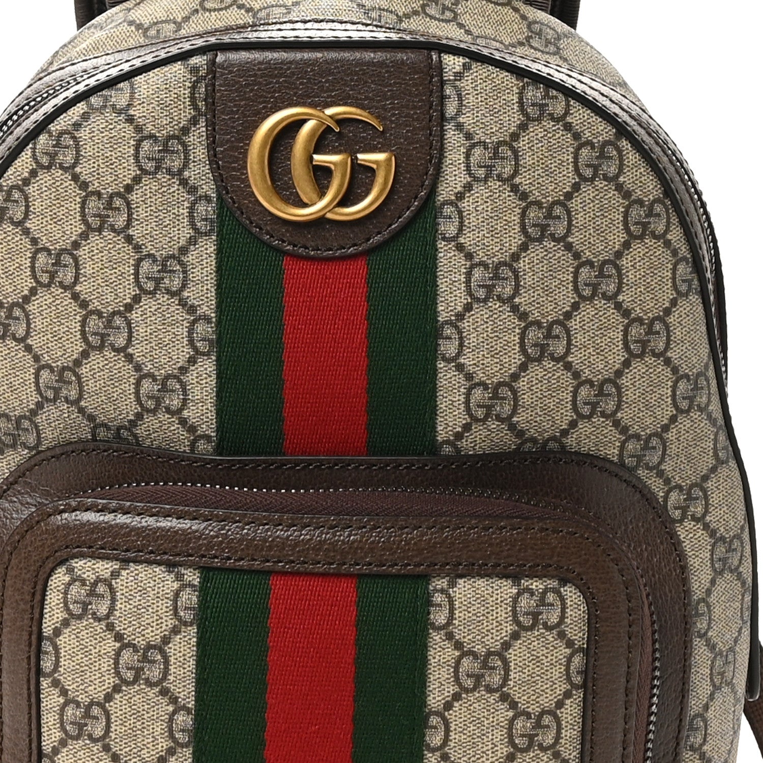 Gucci GG Supreme Monogram Calfskin Web Small Ophidia Day Backpack Beige Ebony New Acero 8 of 10
