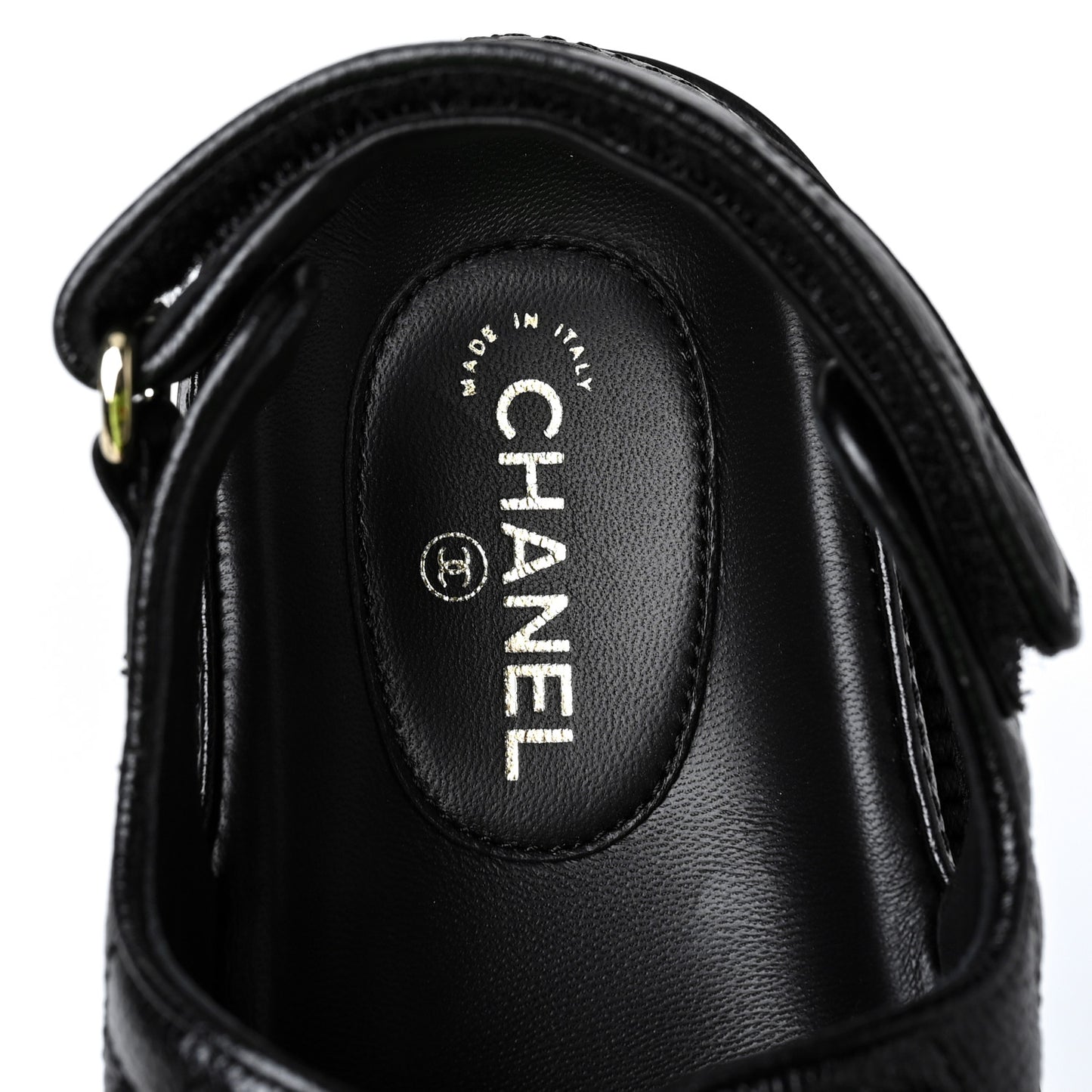 Grained Calfskin Velcro Dad Sandals 36.5 Black