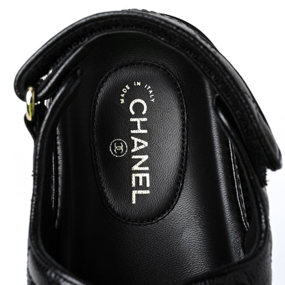 Chanel Grained Calfskin Velcro Dad Sandals 36.5 Black 7 of 8