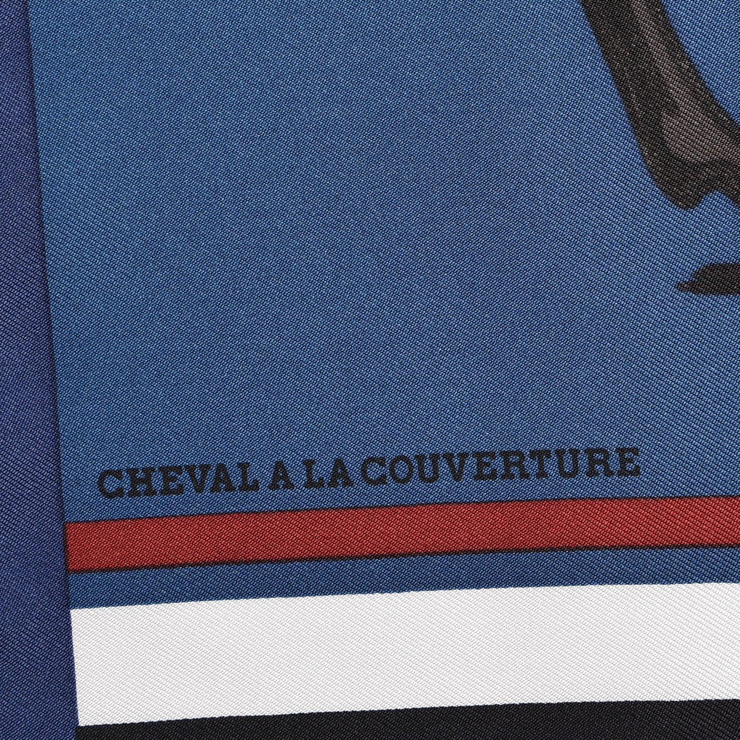 Silk Cheval A La Couveture Pocket Square Bleu Petrole Marine