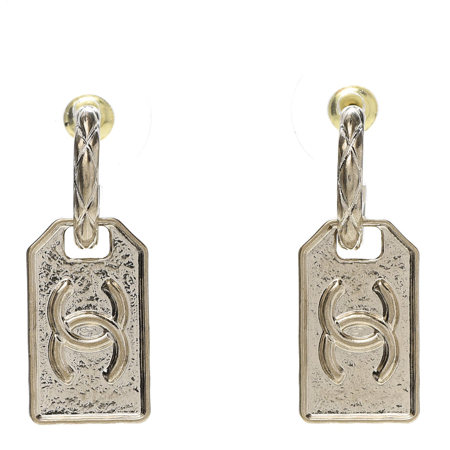 Chanel CC Tag Drop Earrings Gold 1 of 5