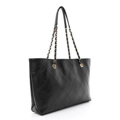 Chanel Glazed Calfskin Stitched Shopping Tote Black 4 of 12