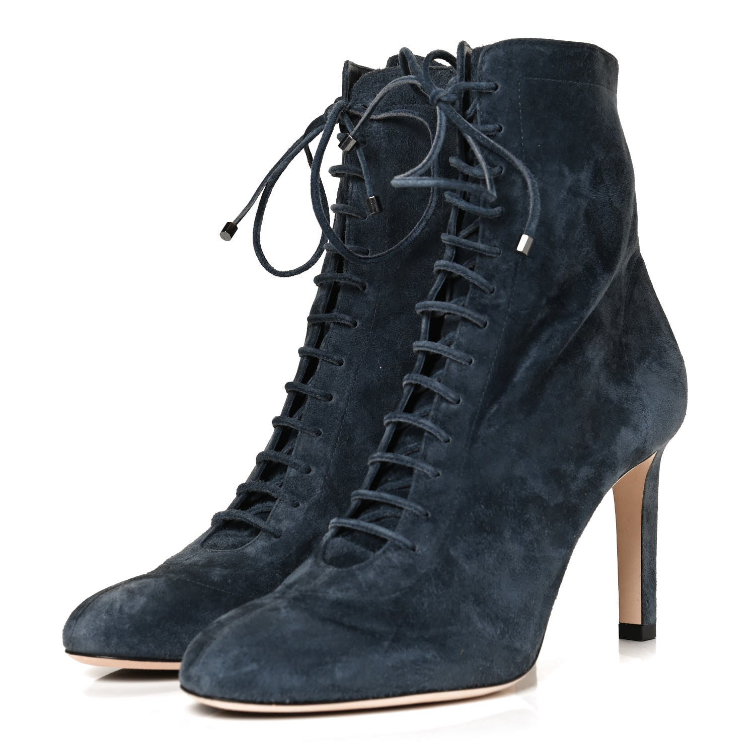 Jimmy Choo Cashmere Suede Daize 85 Lace Up Booties 39 Stormy Blue 3 of 9