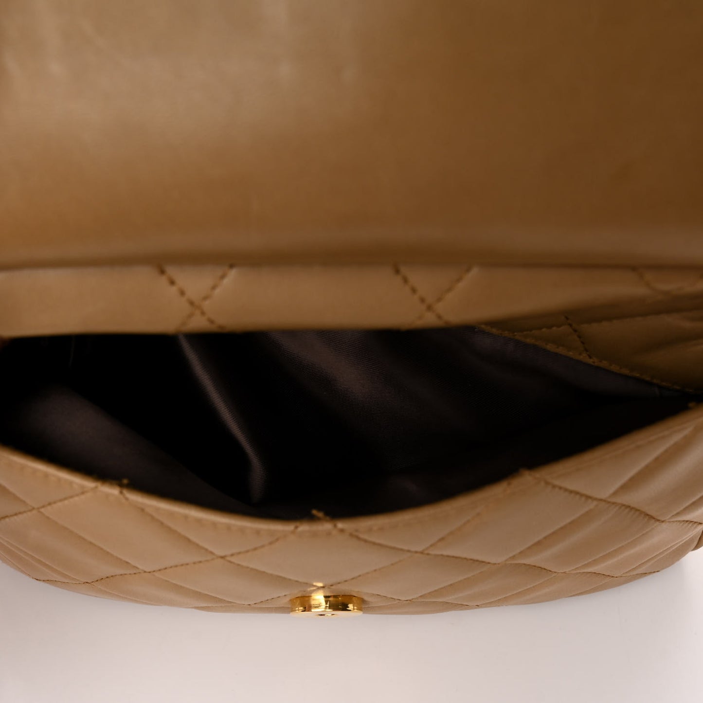Lambskin Quilted Tassel Flap Camera Case Beige