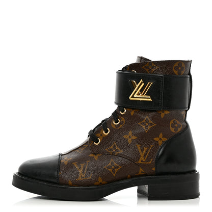 Louis Vuitton Calfskin Monogram Wonderland Flat Ranger Boots 37 Black 1 of 14