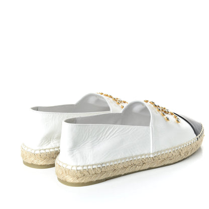 Chanel Patent Calfskin Crystal CC Espadrilles 40 White Black 3 of 10