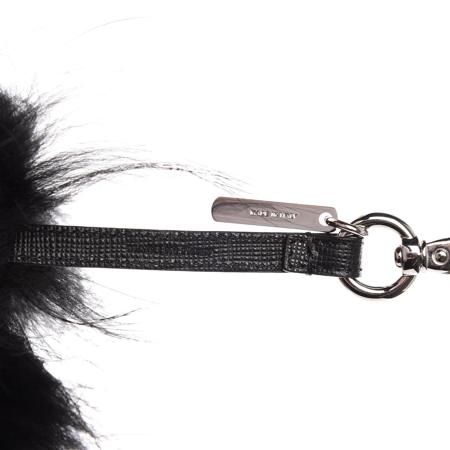 Vitello Elite Fox Fur Fusto Monster Bag Bug Charm Black Yellow