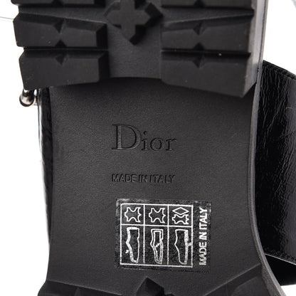 Christian Dior Crinkled Patent Crystals Sandals 37.5 Black 6 of 8