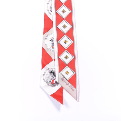 Hermes Silk Colliers Et Chiens Twilly Rouge White Mastic 3 of 4
