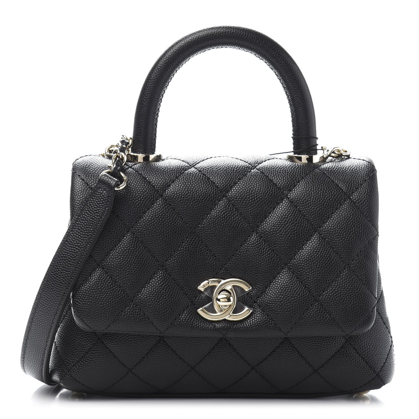 Caviar Quilted Extra Mini Coco Handle Flap Black