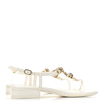 Chanel Lambskin Metal Heart Thong Sandals 39 White 4 of 9