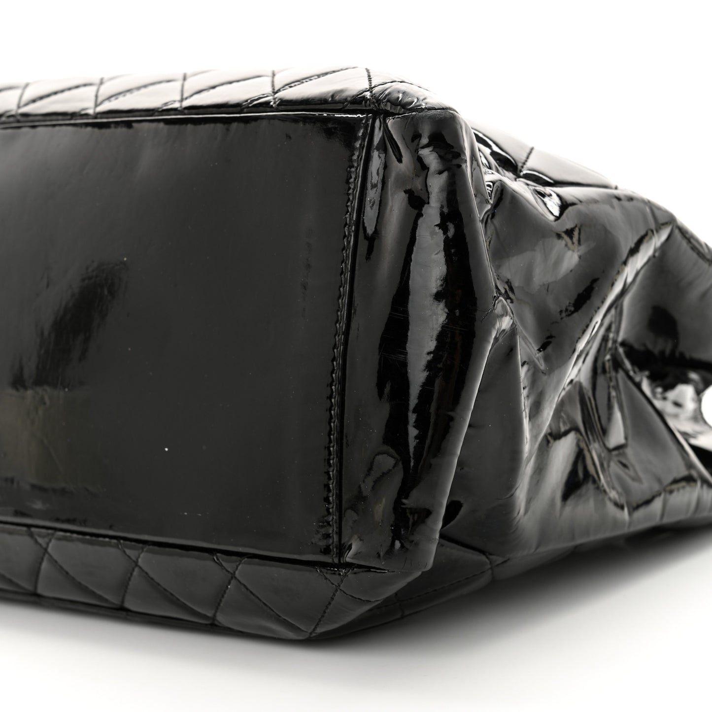 Patent Quilted Grand Shopping Tote GST Black