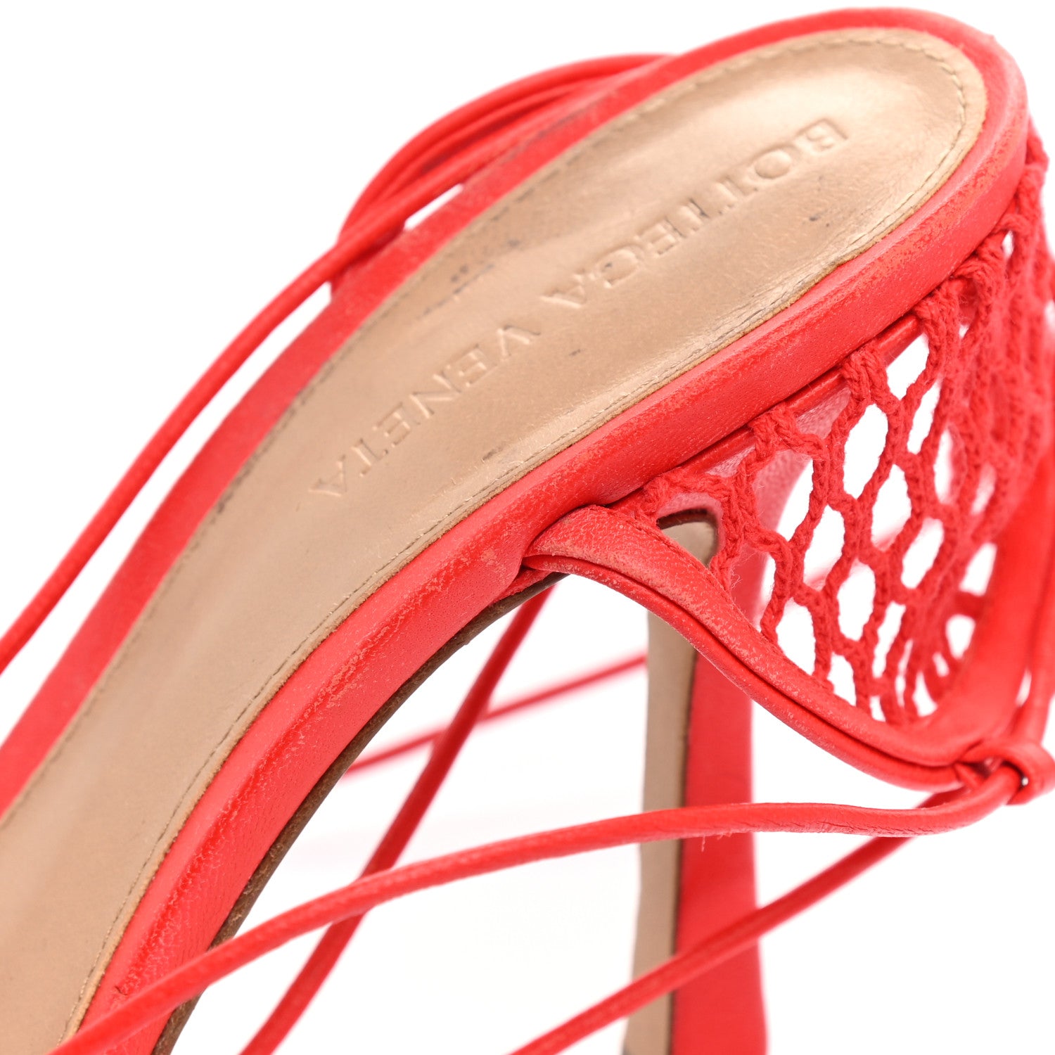 Bottega Veneta Mesh Nappa Stretch Ankle Tie Sandals 39 Tomato 11 of 14
