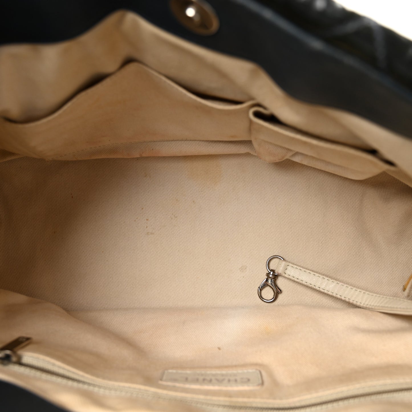 Patent Quilted Timeless CC Soft Tote Blue