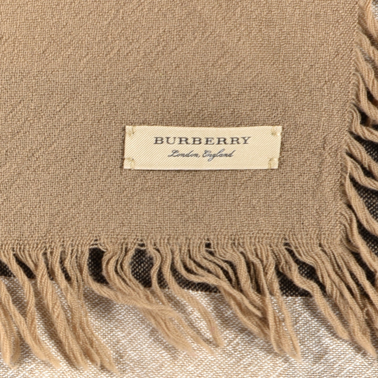 Merino Wool House Check Square Scarf Brown