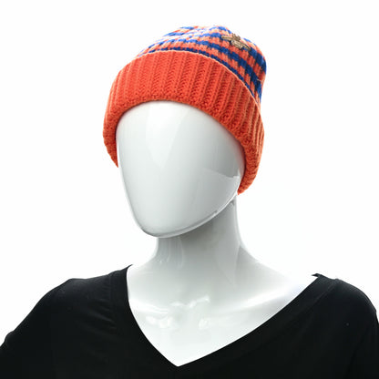 Gucci Wool Knit Bee Embroidered K2 Beanie Hat 58 Orange Blue 2 of 4