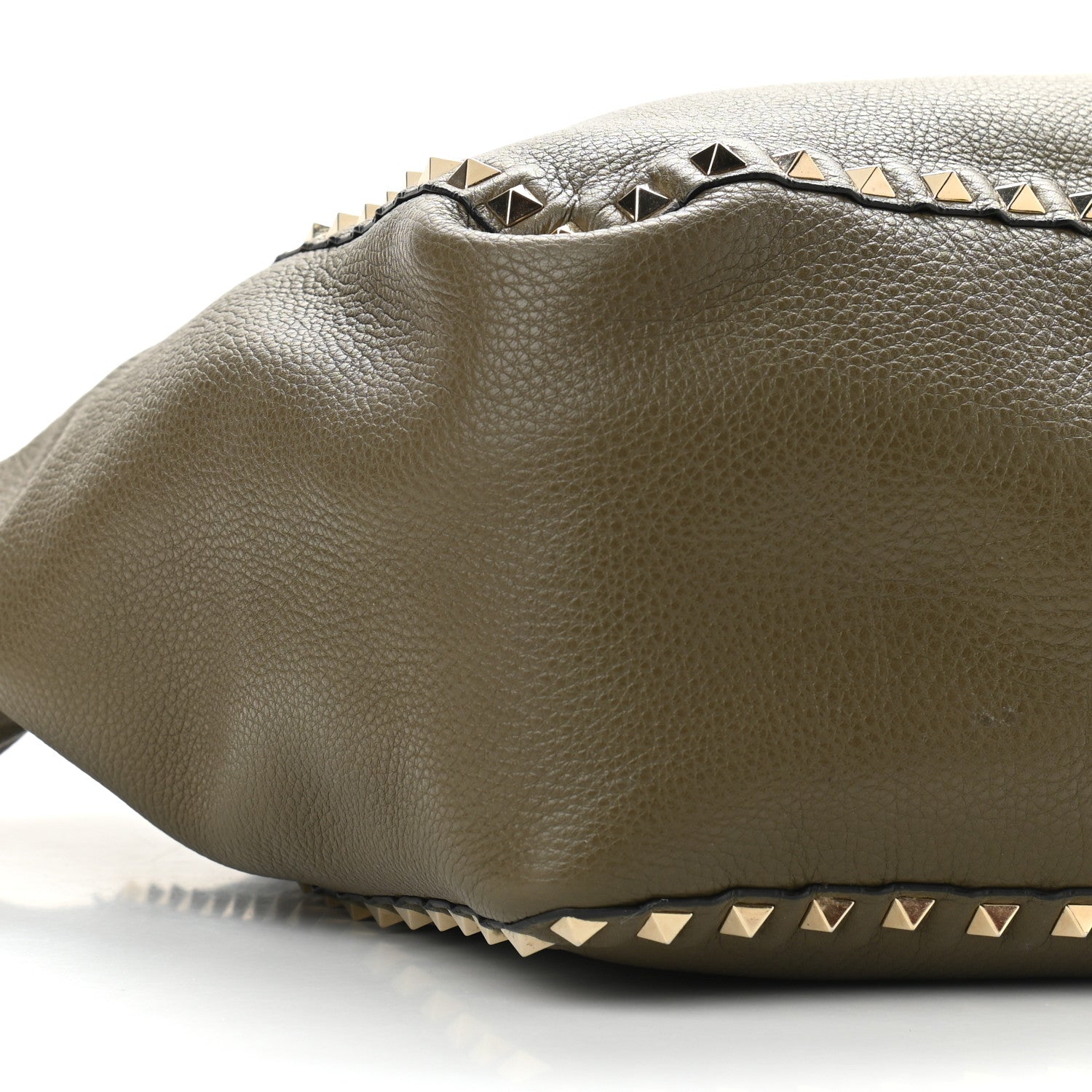 Valentino Garavani Grained Calfskin Medium Rockstud Reversible Tote Army Green Pink 13 of 16