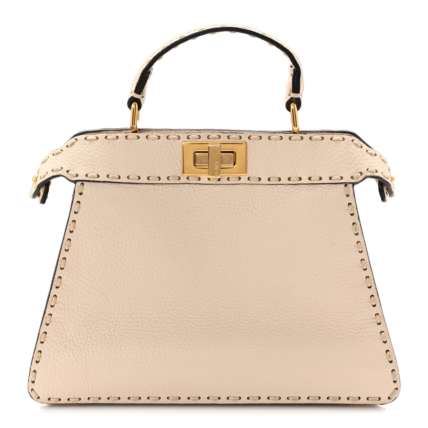 Fendi Cuoio Roma Sellerissima Nappa Sintetica Tape Stitch Small Peekaboo I SEE U Satchel Camelia 1 of 9