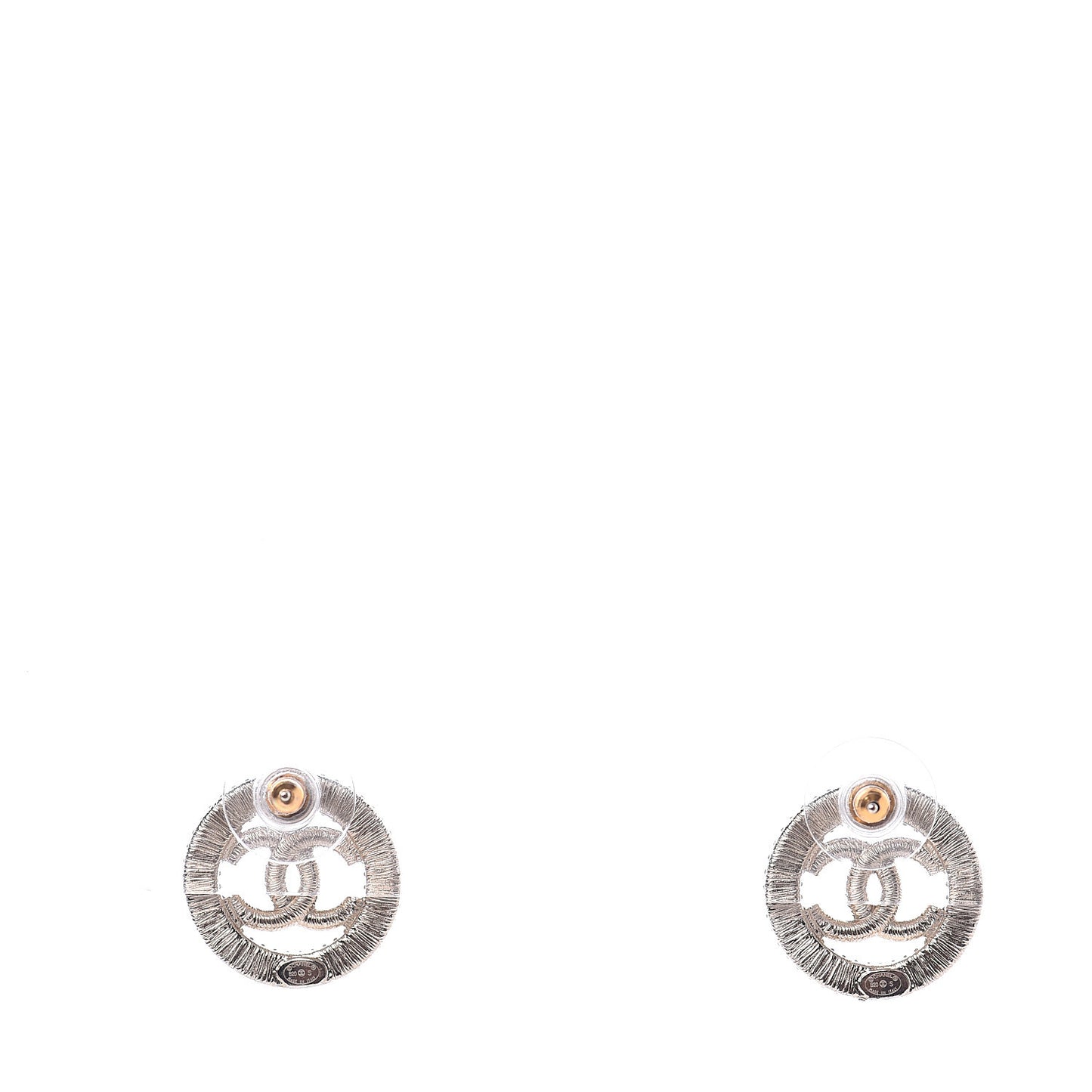 Crystal CC Round Earrings Gold