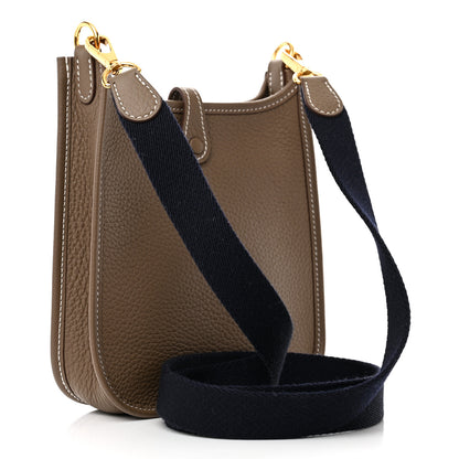 Hermes Taurillon Clemence Amazone Evelyne TPM Etoupe Bleu Indigo 3 of 11
