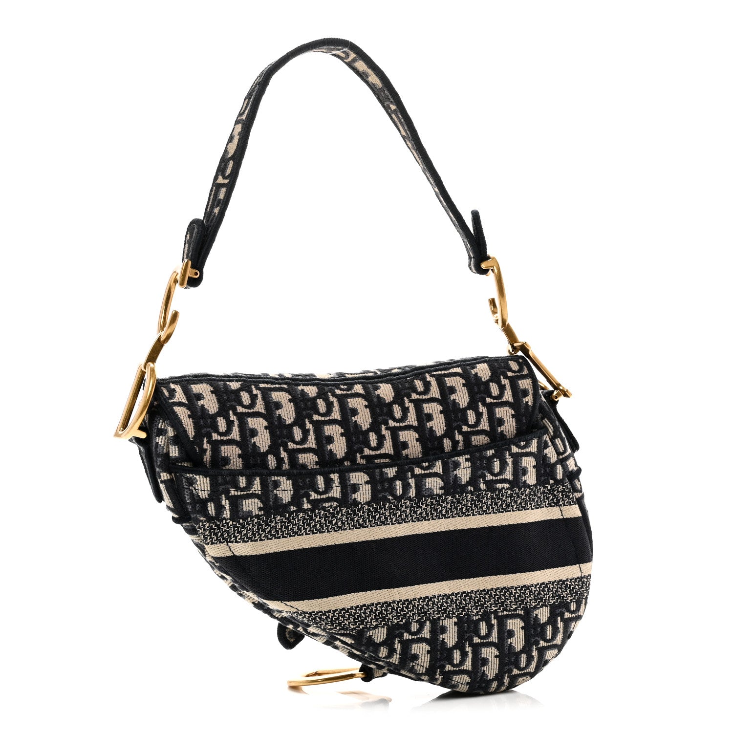 Christian Dior Oblique Embroidered Saddle Bag Blue 3 of 11
