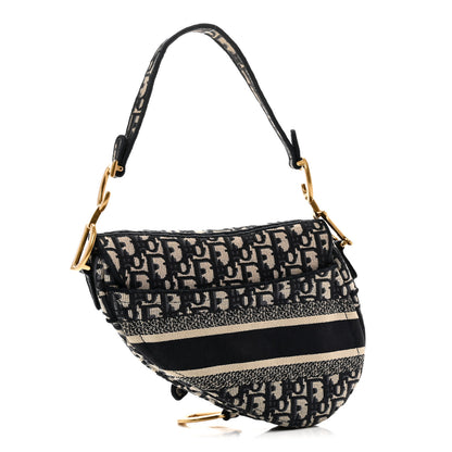 Christian Dior Oblique Embroidered Saddle Bag Blue 3 of 11