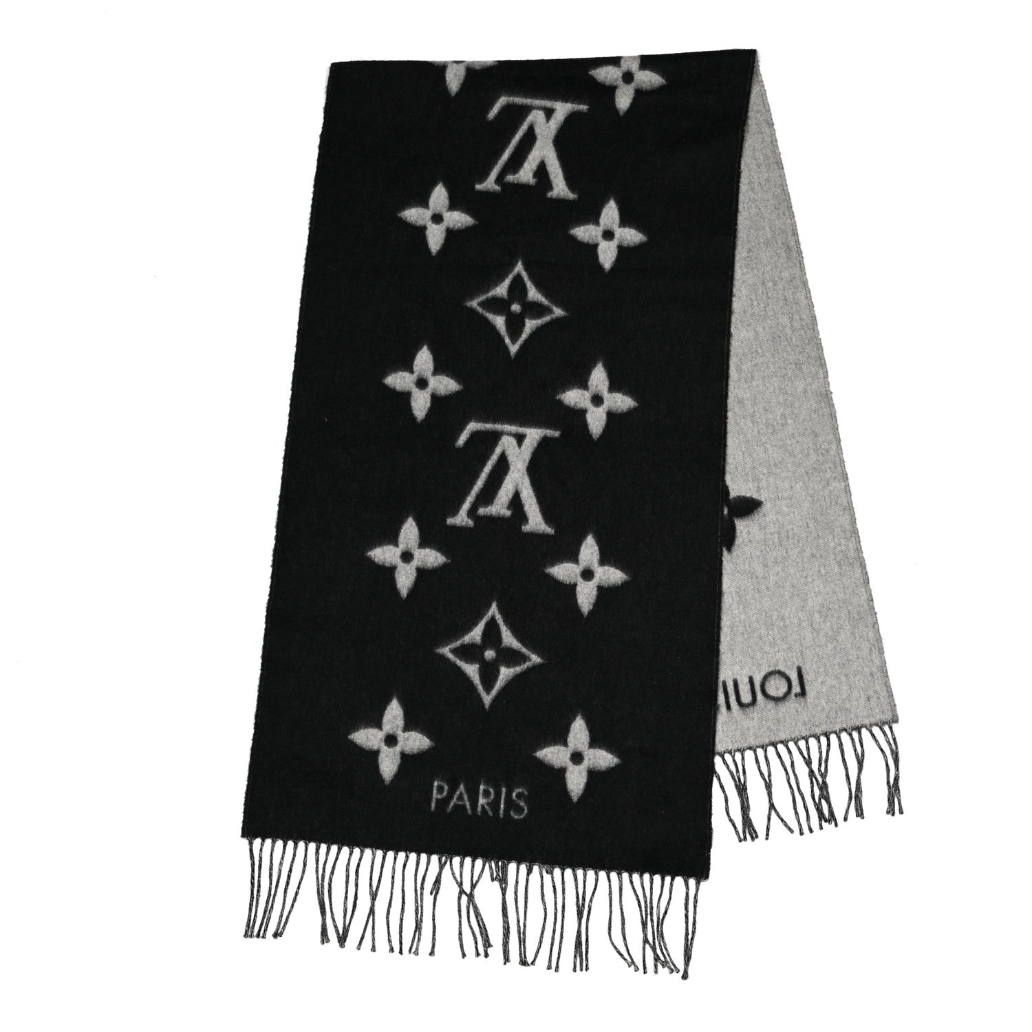 Louis Vuitton Cashmere Monogram Reykjavik Scarf Black 2 of 4