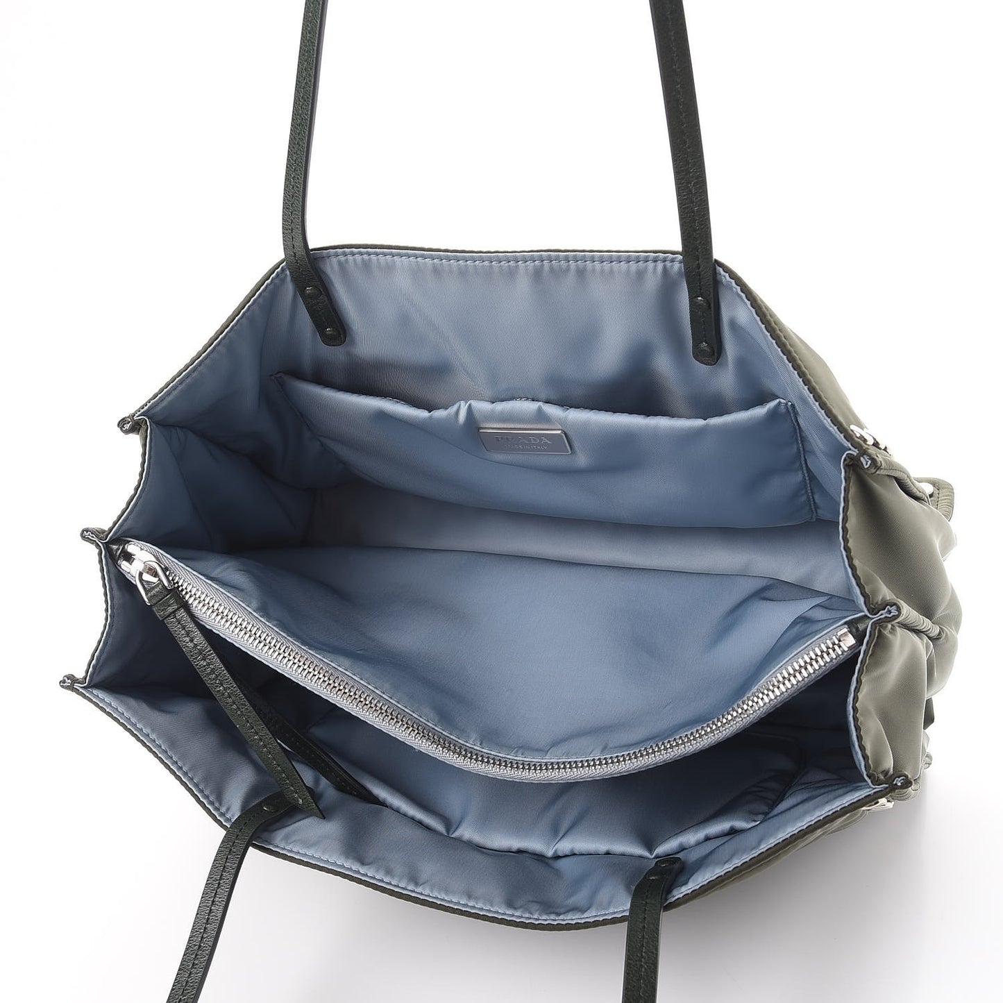 Tessuto Nylon Etiquette Studded Tote Military Green