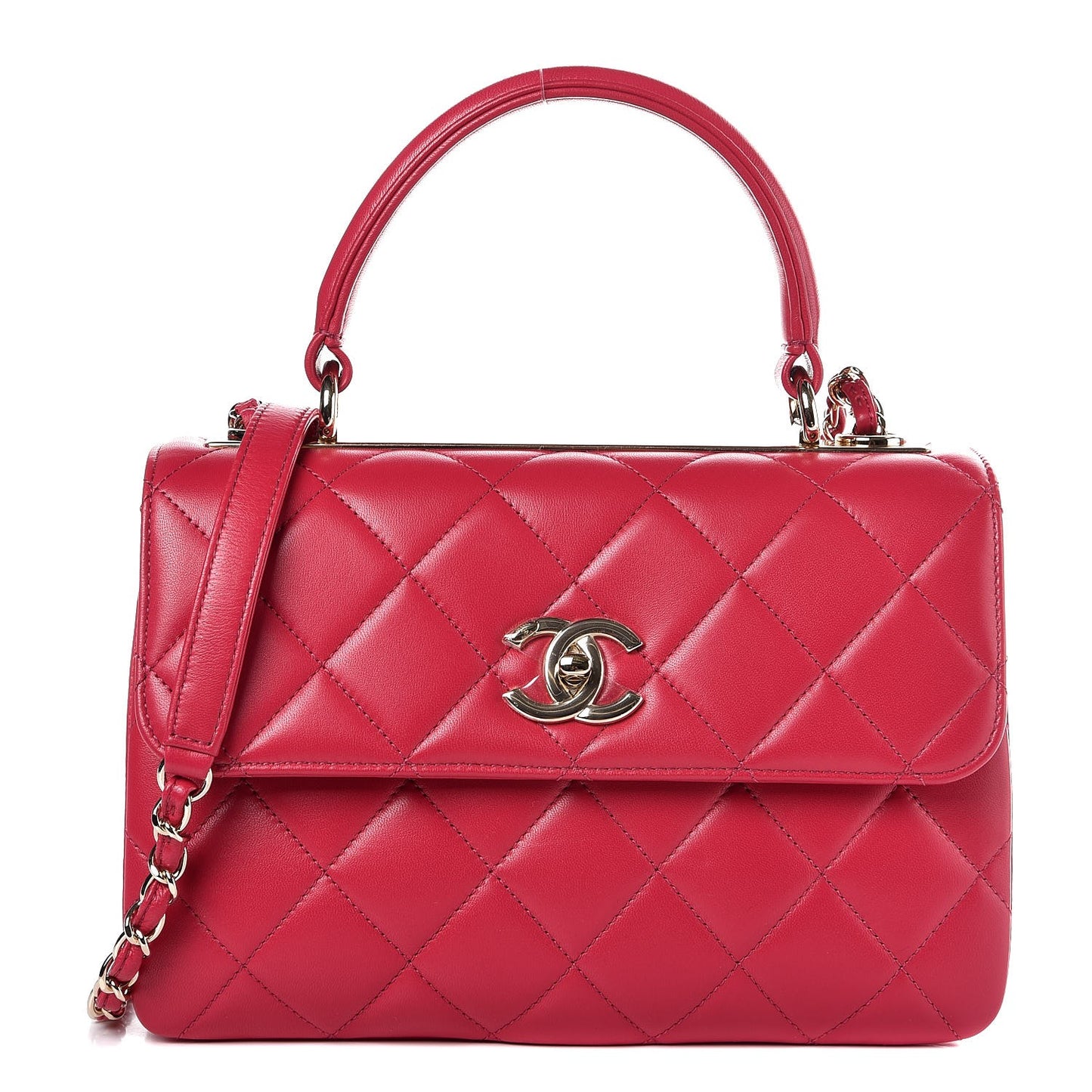 Lambskin Quilted Small Trendy CC Flap Dual Handle Bag Pink