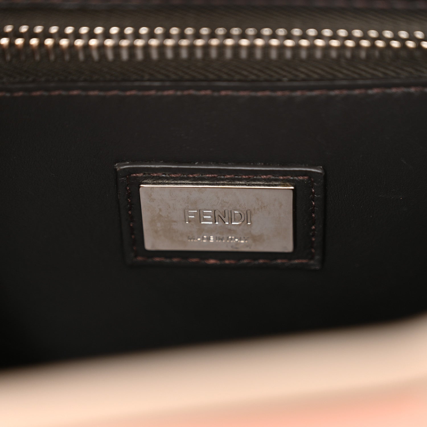 Fendi Vitello Seta Shiny Nappa Elaphe Medium Peekaboo Iconic Satchel Tortora Natural Ebano 7 of 12