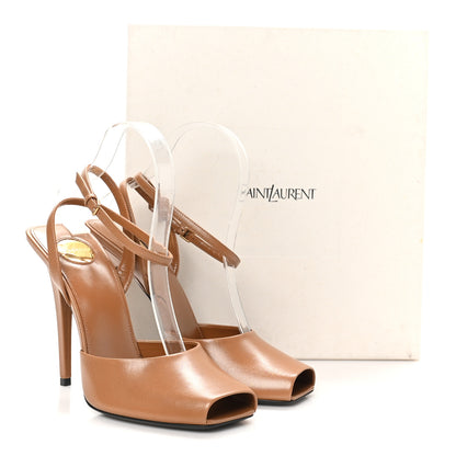 Saint Laurent Smooth Calfskin La Scandale 110 Sandals 39 Dark Macadamia 9 of 9