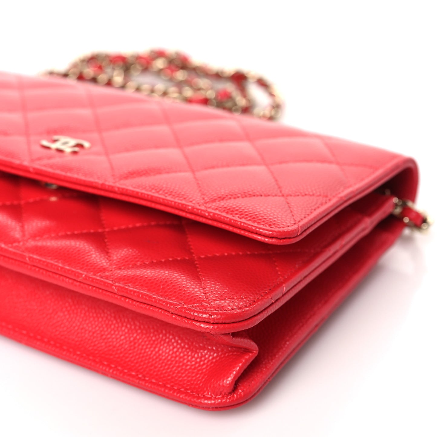Caviar Quilted Wallet On Chain WOC Red