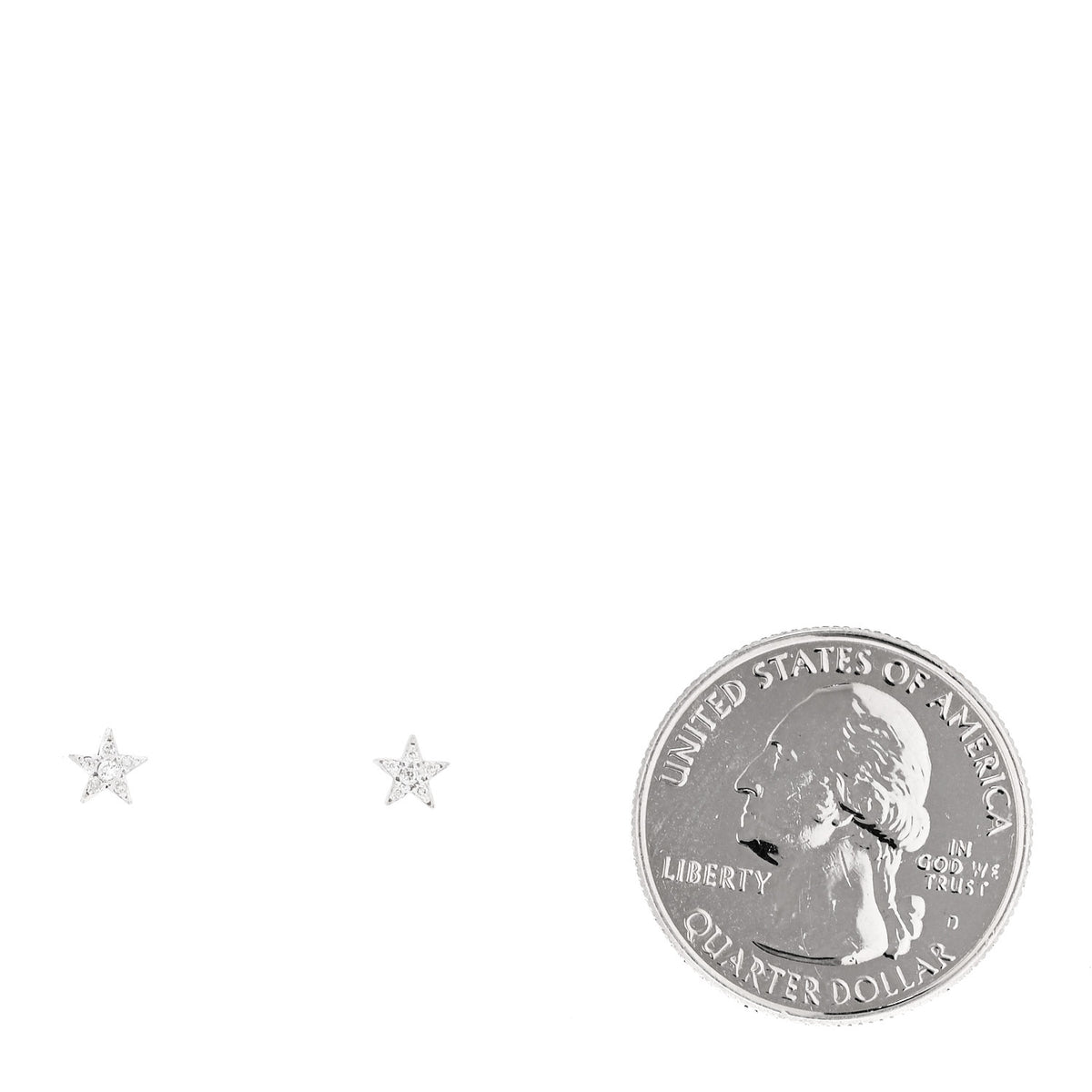 18K White Gold Diamond Mini Star Stud Earrings