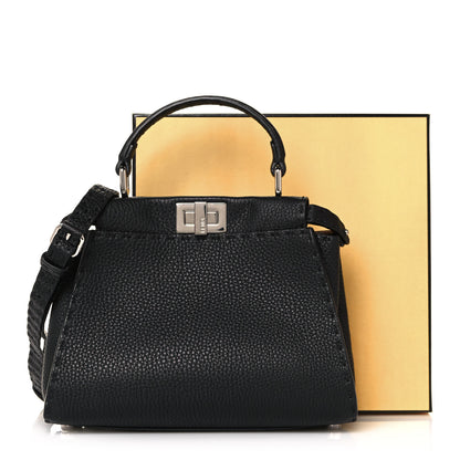 Fendi Cuoio Romano Selleria Bi-Color Mini Peekaboo Iconic Satchel Black Mou 13 of 13