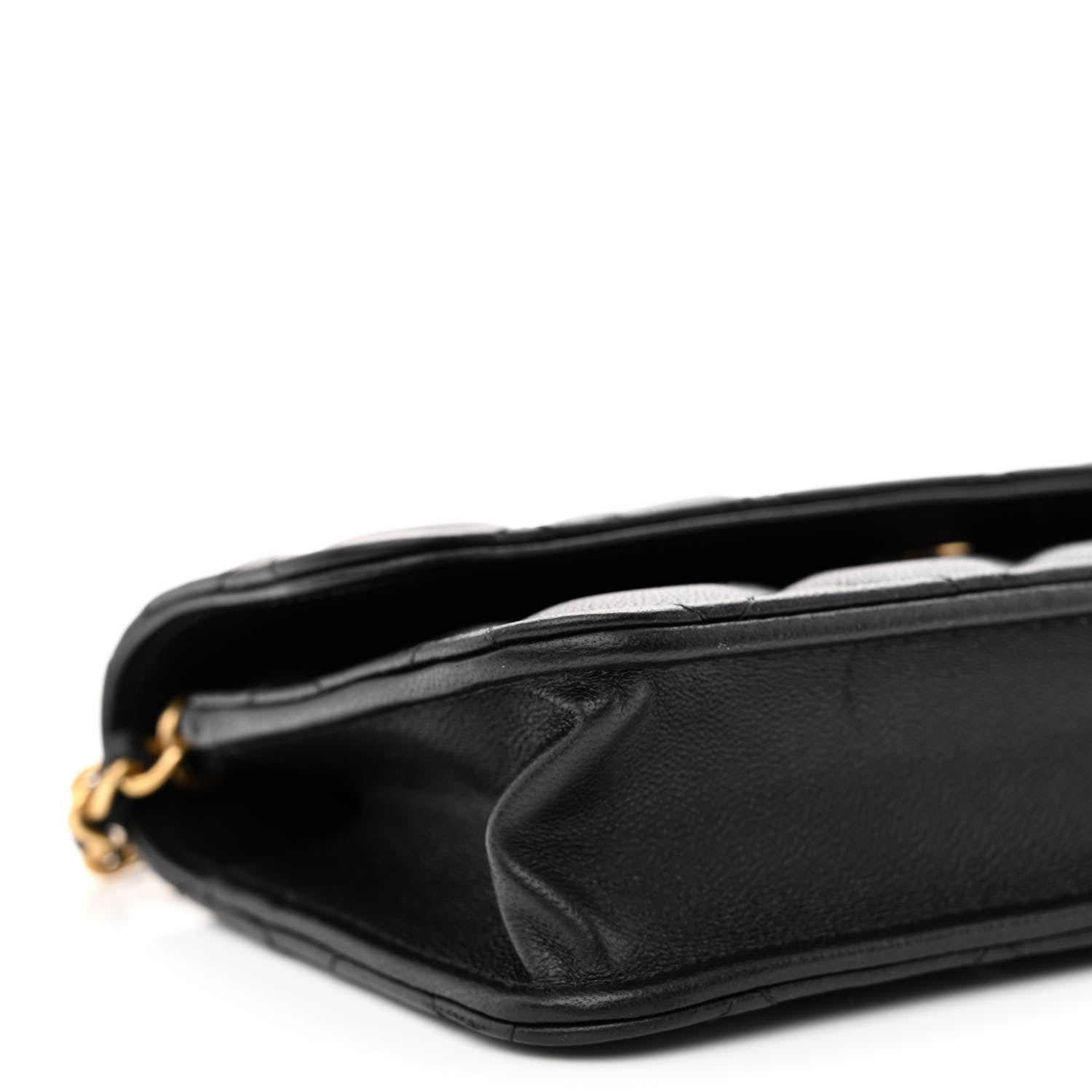 Chanel Lambskin Pearl Crush Quilted Flap Phone Holder With Chain Black 10 of 12