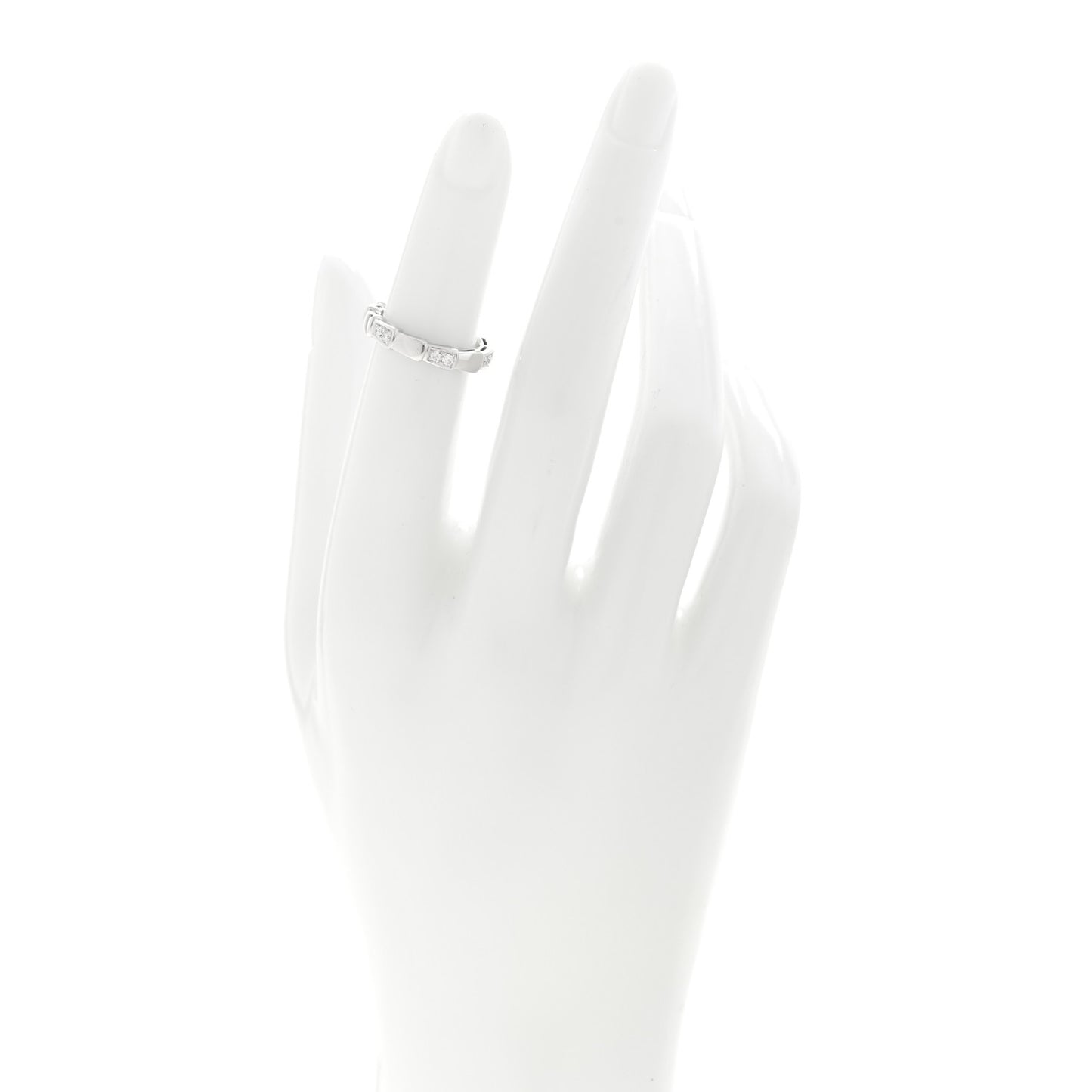 18K White Gold Diamond Serpenti Viper Band Ring 46 3.75