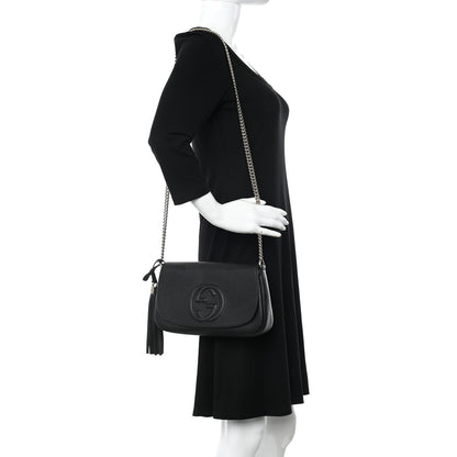 Gucci Pebbled Calfskin Medium Soho Flap Crossbody Black 2 of 10
