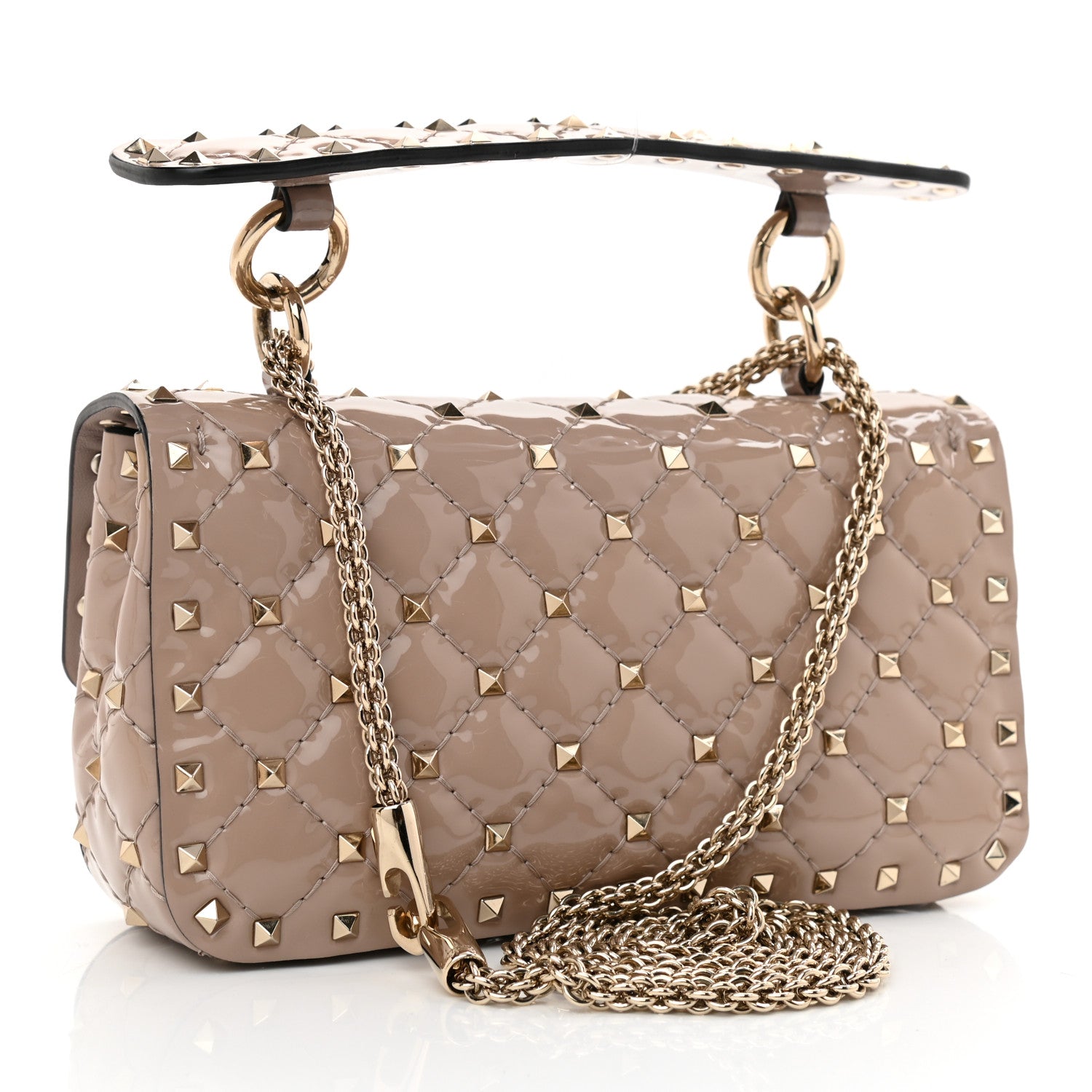 Valentino Garavani Patent Small Rockstud Spike Shoulder Bag Poudre 4 of 8
