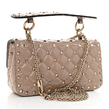 Valentino Garavani Patent Small Rockstud Spike Shoulder Bag Poudre 4 of 8