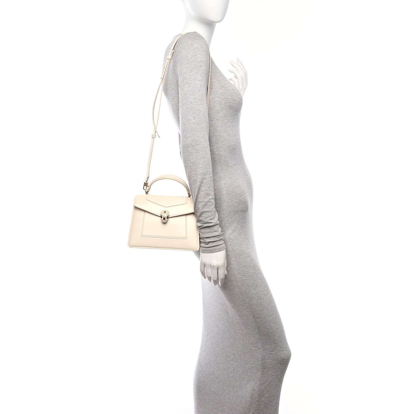 Calfskin Serpenti Forever Medium Top Handle Perla