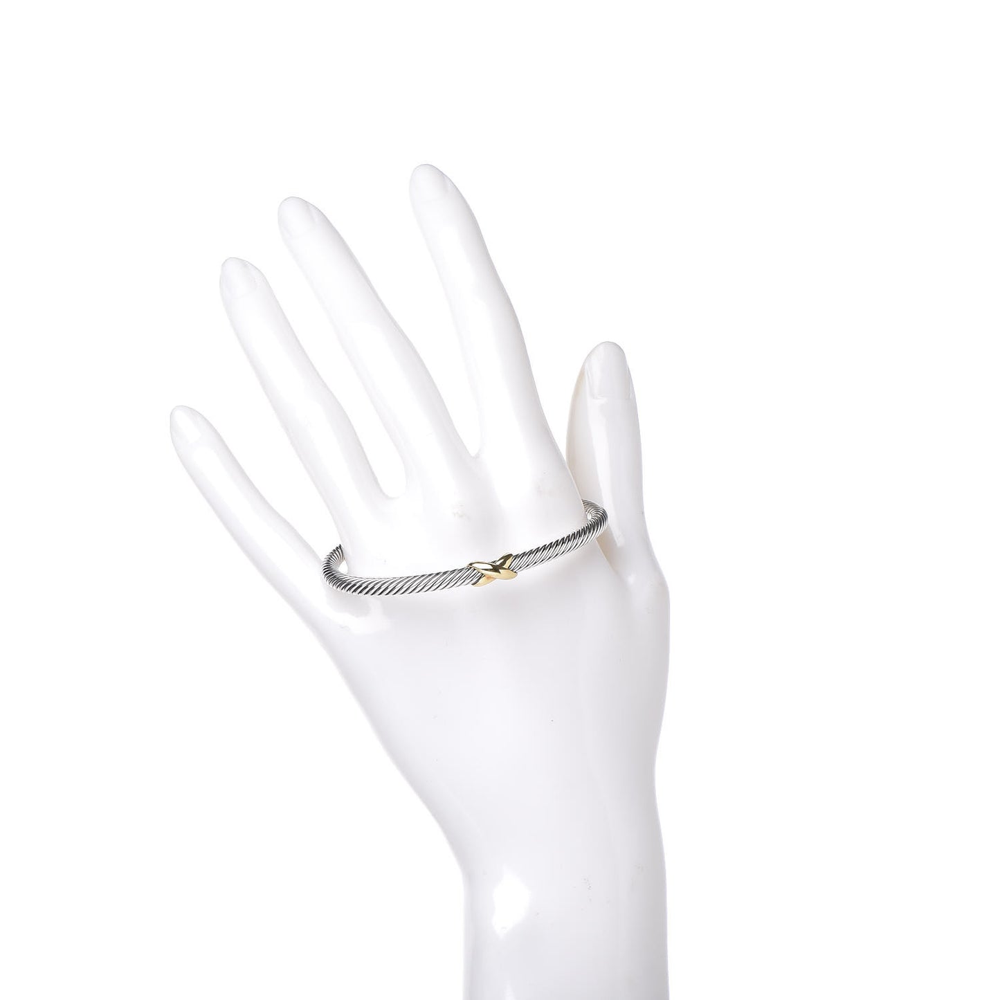 Sterling Silver 18K Yellow Gold 4mm X Station Cable Bracelet