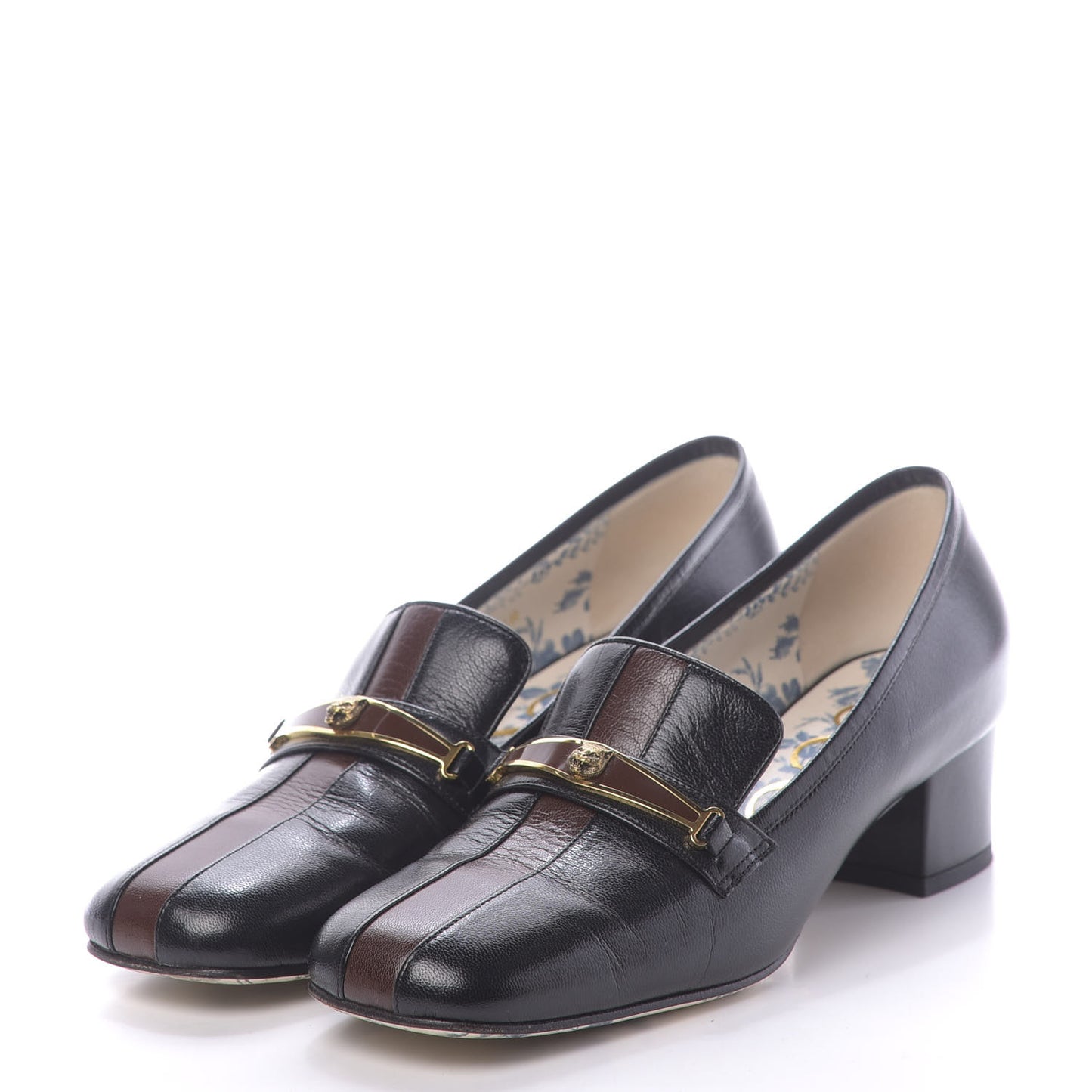 Goatskin Feline Ginger Loafer Pumps 37 Black Light Brown