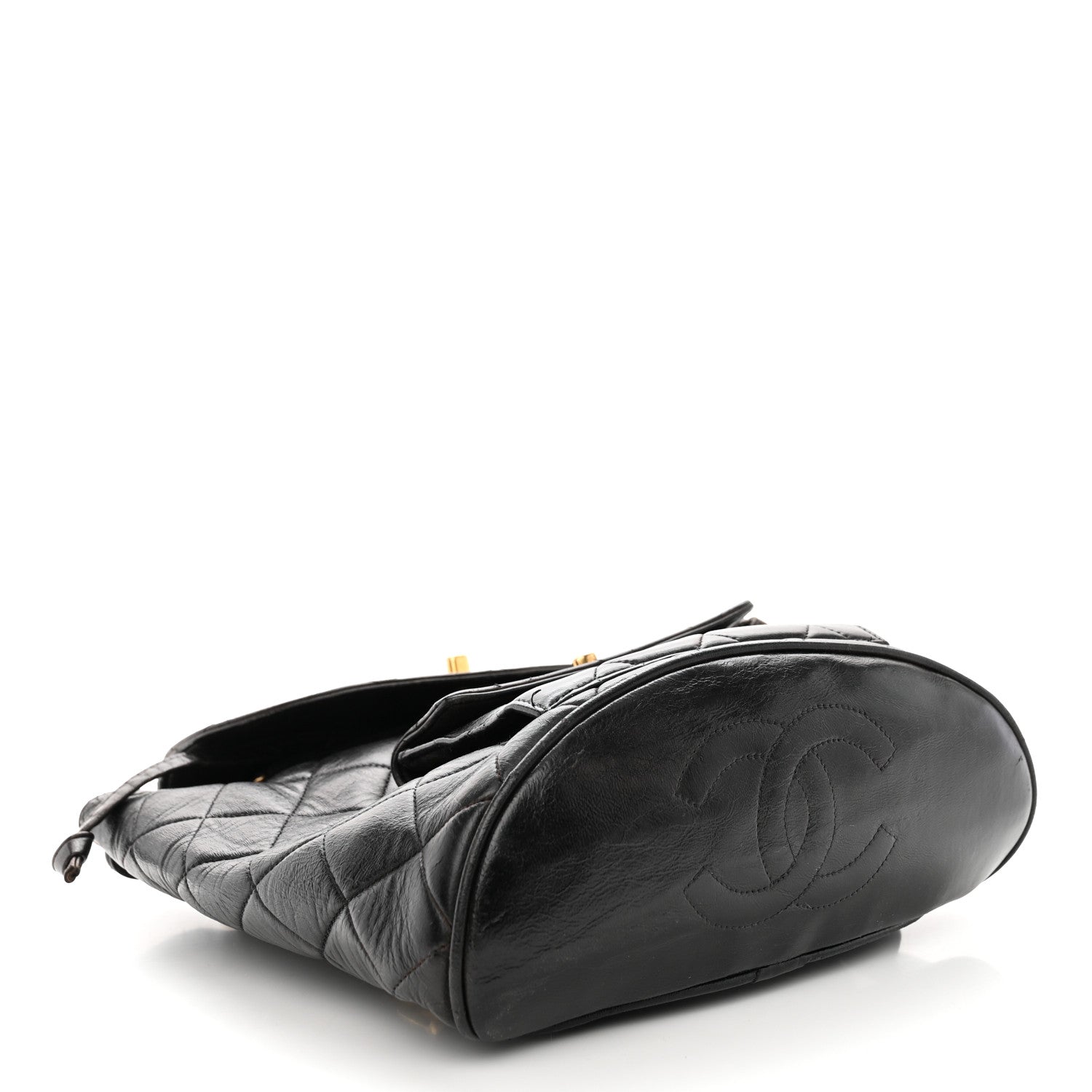 Chanel Lambskin Quilted Drawstring Backpack Black 4 of 13