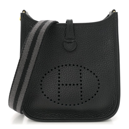 Hermes Taurillon Clemence Evelyne TPM Black Gris Meyer 1 of 11