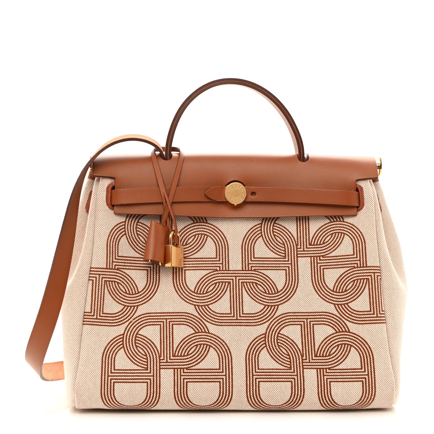 Hermes H Plume Canvas Vache Hunter Circuit 24 Herbag Zip Retourne 31 Fauve Ecru Beige 1 of 14